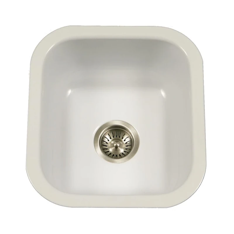 Houzer PCB-1750 WH Porcelain Enamel Steel Undermount 15-5/8" x 17-5/16" Bar Sink, White