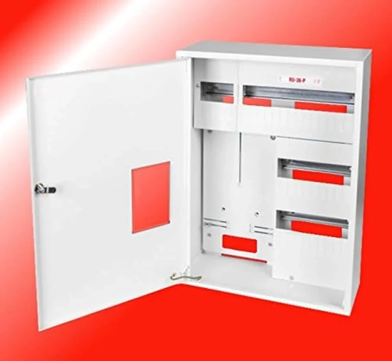 Karwasz Meter Cabinet Fuse Box Distribution Board IP-30 1 x 3 Phase Counter and 36 Fuses Surface-Mounted Plastic Distributor Electricity Meter