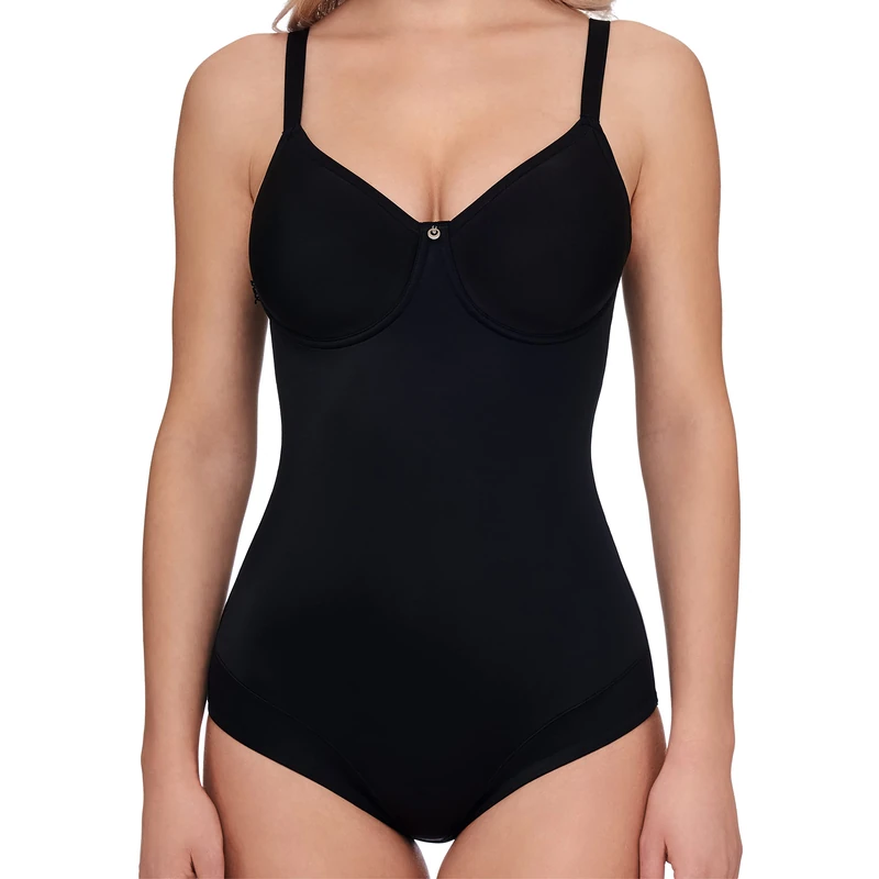 Susa Bodysuit with Underwire, Catania 6552, Sizes A-E, Figure-Shaping Bodysuit for Women Made of Breathable Spacer Material, Shapes Waist, Stomach & Butt, Invisible Under Clothing Black