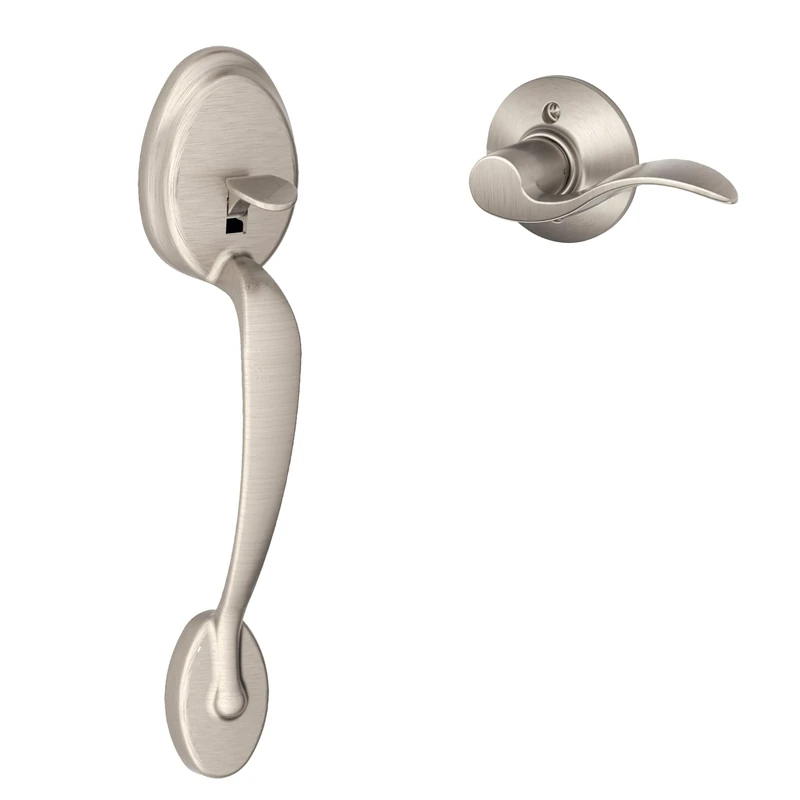 Schlage FE285 PLY 619 Acc LH Plymouth Trim Lower Half Front Entry Handleset with Accent Left Hand Lever, Satin Nickel