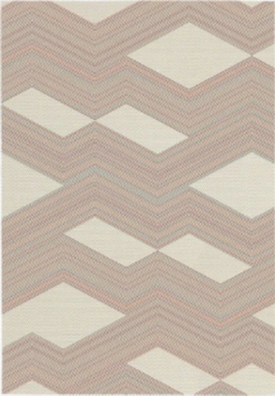 ASPECT Twist Chevron Patterned Rug-Jagged Red and Orange Zigzag Lines on a Cream Background 160x230cm
