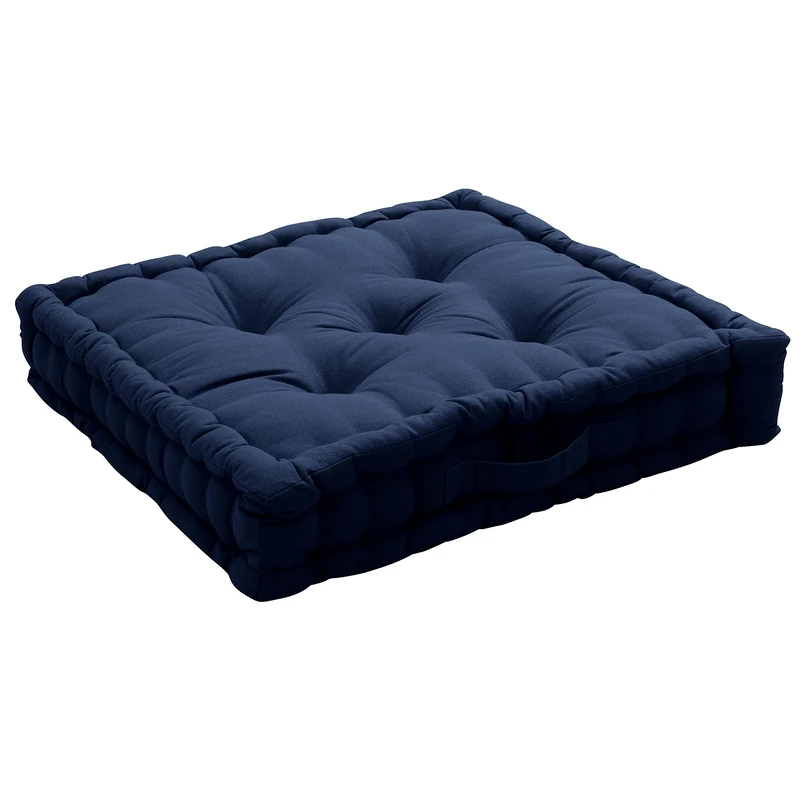 Floor Cushion with Handle 50 x 50 x 10 cm Cotton, navy