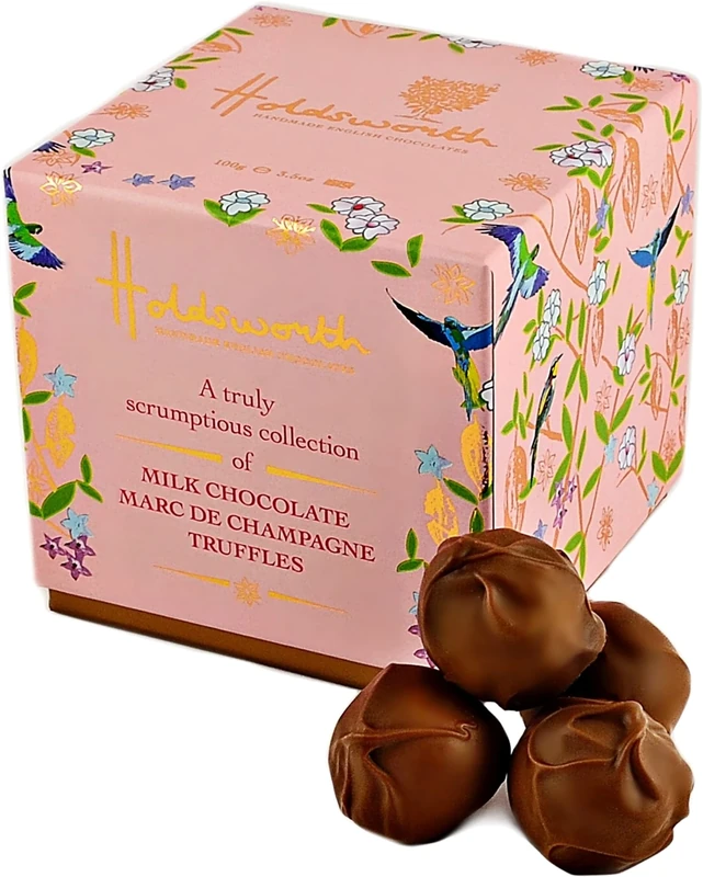 Holdsworth Chocolates Milk Chocolate Marc de Champagne Chocolate Truffles 100g Truly Scrumptious Champagne Truffles Luxury Chocolates. Valentine's Day, Mother's Day Classics