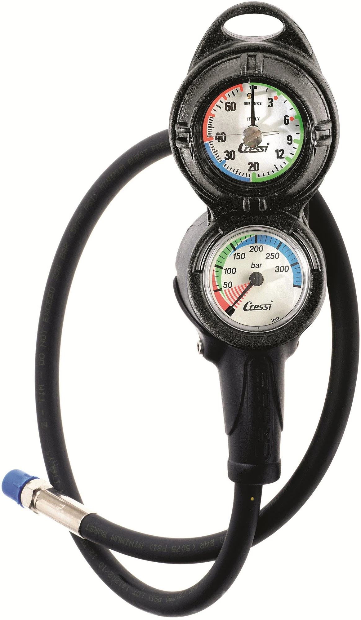 CRESSI 2 Depth and Pressure Gauge Diving Console - Black