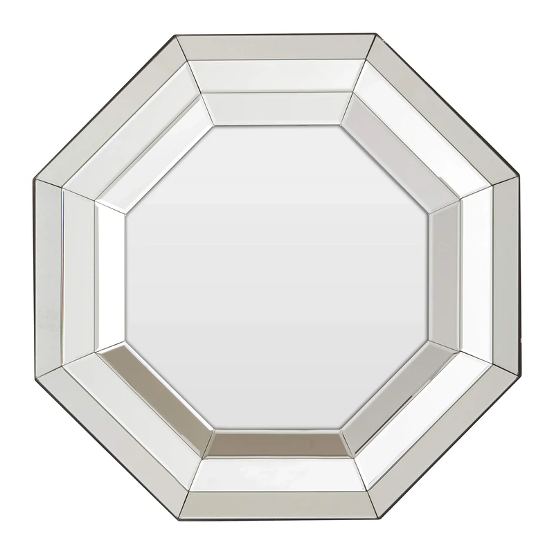 Premier Housewares 60 x 60 x 3 cm Octagonal Wall Mirror, Silver