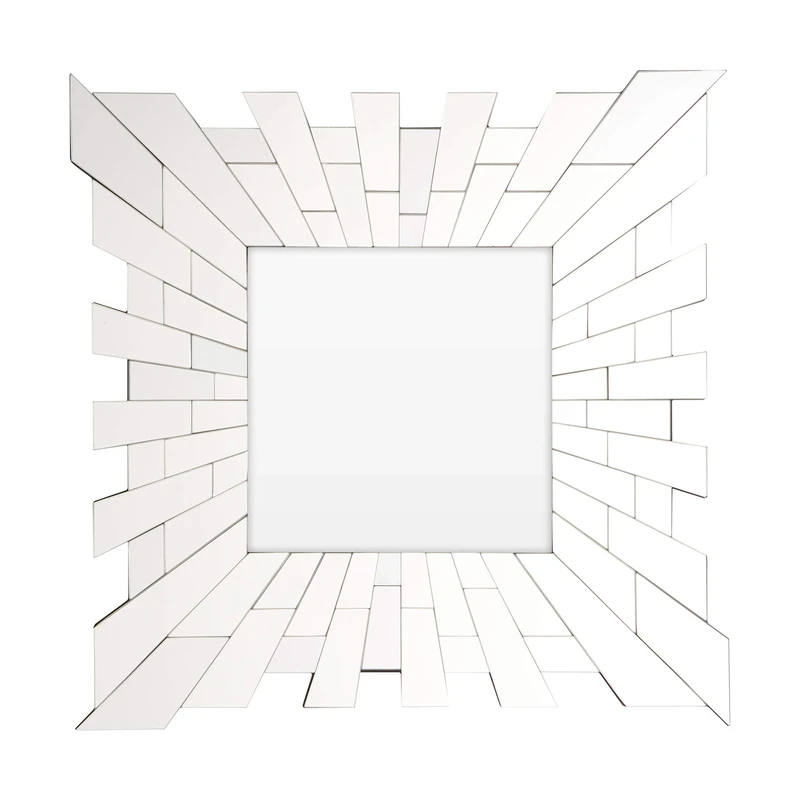 Premier Housewares Square Wall Mirror Geometric Bathroom Mirrors Wall Mounted Silver Mirror Wall Wall Mirrors for Hallway MDF Back Garden Mirrors