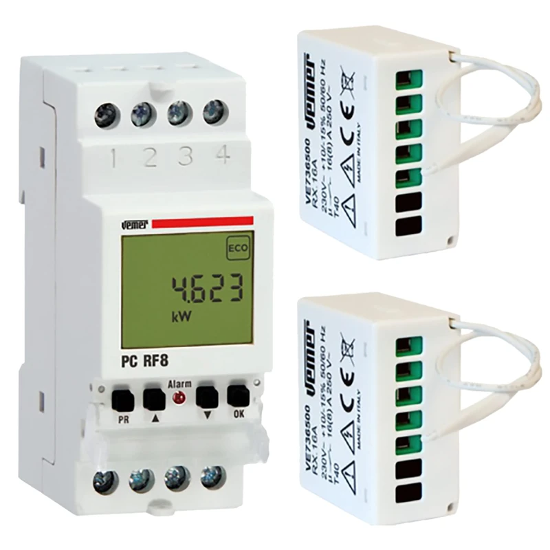 VEMER VE737300 model SET PC RF8 Radiofrequency control unit PC RF8 with 2 remote actuator RX.16A for load control - Image 1