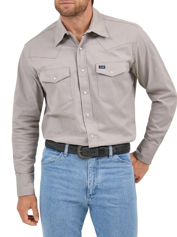 Wrangler Men's Premium Performance Workshirt, Cement, S