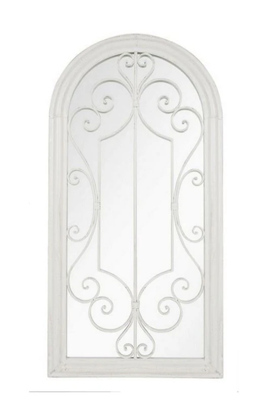 La Hacienda Scrolled Arch Outdoor Garden Mirror, One Size, White