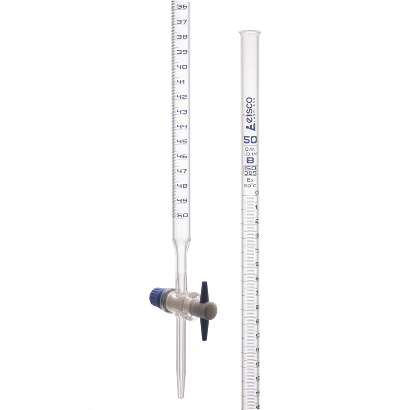 EISCO Borosilicate Glass Burette, with PTFE Stopcock, 50mL Capacity, 0.10mL Graduation Class 'B' - Image 1