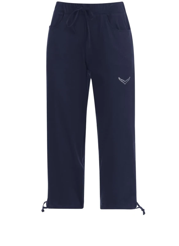 Trigema Women's 3/4 Hose mit Swarovski Kristallen Sports Trousers, Blau (Navy 046), 16