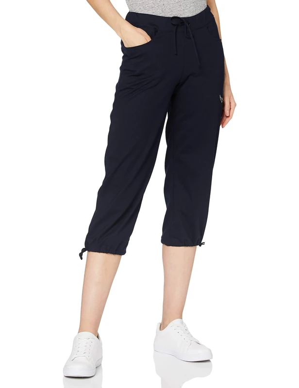 Trigema Women's 3/4 Hose mit Swarovski Kristallen Sports Trousers, Blau (Navy 046), W46 - Image 1