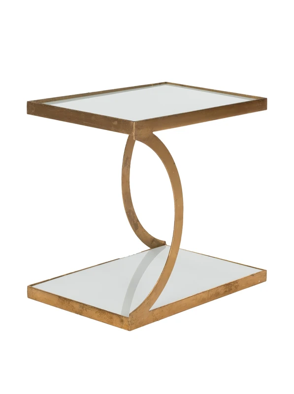 SAFAVIEH Glam Accent Table with Iron Legs, in Gold and White, 31 X 51 X 45.72