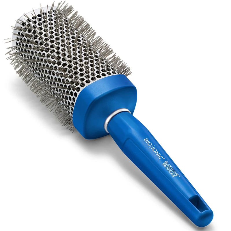 Bio Ionic BlueWave Round Brush X-Large,NanoIonic Conditioning Brush,Crimped bristles for added tension, Soft Touch, Easy Grip Handle - Image 1