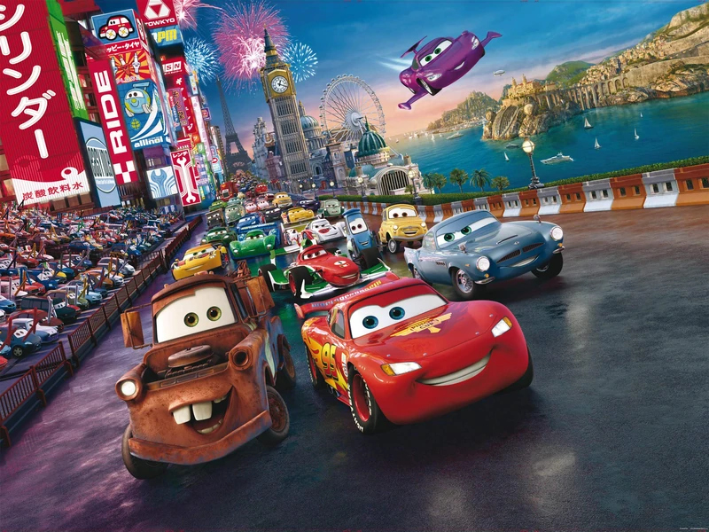 Disney AG Design Photo Wall Mural - Non woven - Kids Cars - Giant Wall Poster, 2x106- Parts - FTDNXXL 5028, Multi-Colour, 360 x 270 cm