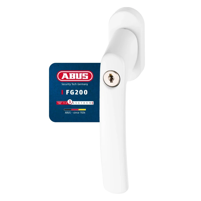 ABUS FG200 Lockable Window Handle Set of 3 - Window Knob with Push Cylinder Simultaneous Locking - ABUS Security Level 3-54576 - White