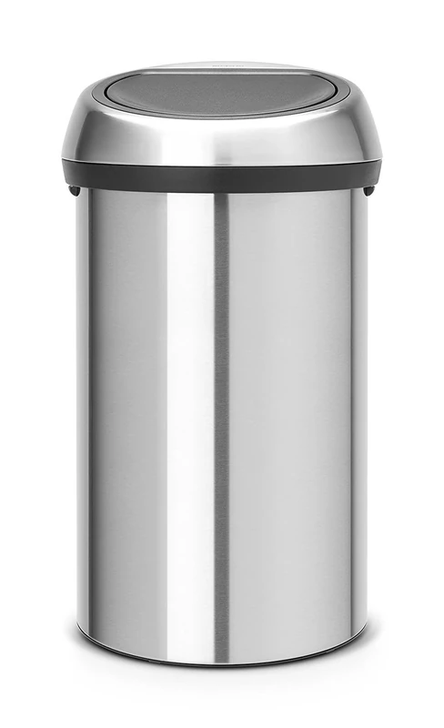 Brabantia 60 Litre Large Kitchen Touch Bin (Matt Steel) Removable Lid, Soft-Touch Open, Easy Clean Rubbish Food Waste Bin