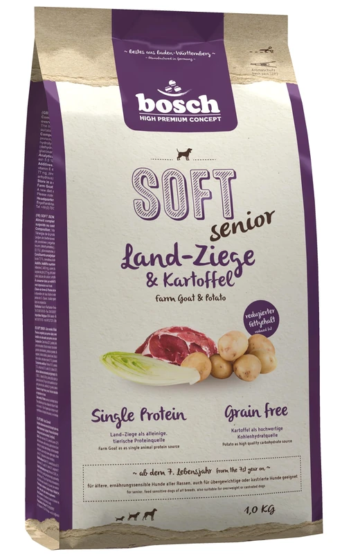 bosch Pet Food HPC SOFT Senior Goat & Potato Semi-moist dog food for older dogs of all breeds Single Protein Grain Free, 13.00 kg - Image 1