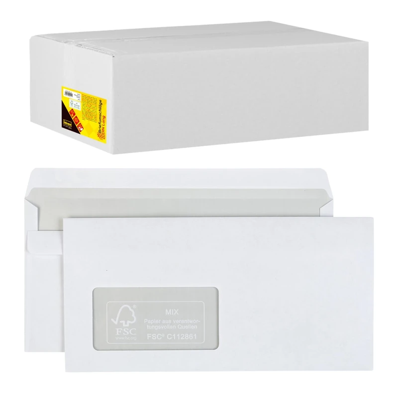 Idena 10221 Envelopes Long 75 g/m² Self-Adhesive with Window White Pack of 1000