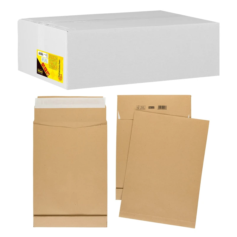 IDENA 10253 Folding Envelope B4 with 4 cm Bottom Fold, 150 g/m² Self Adhesive Without Window, Pack of 100 – FSC 100% Recycled Natron Braun - Image 1