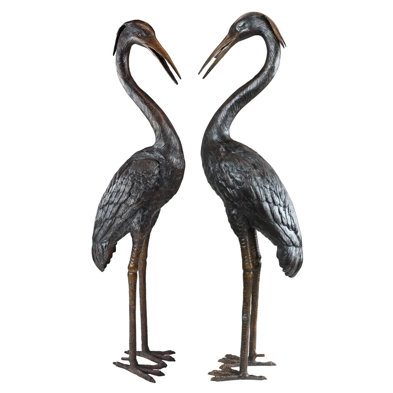 Design Toscano Medium Herons Cast Bronze Garden Statue Set
