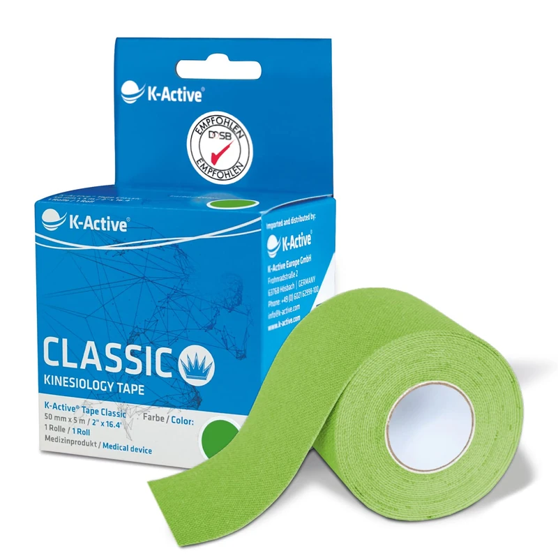 Kinesiotape Bandage K-active 5 cm x 5 m 1 Roll Green - Image 1