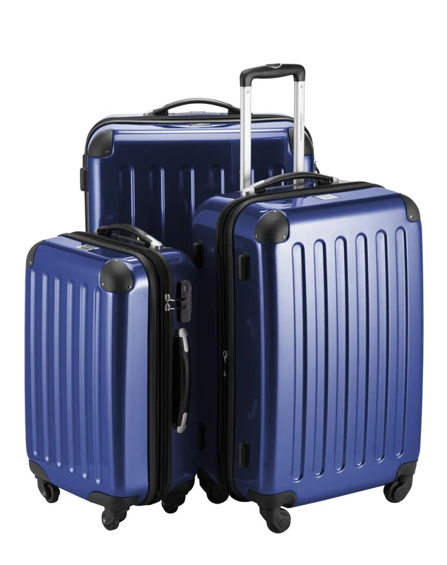 HAUPTSTADTKOFFER - Alex - Set of 3 Hard-Side Luggages Darkblue Glossy, TSA, (S, M & L), 235 Liter