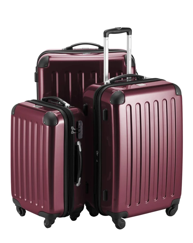 HAUPTSTADTKOFFER - Alex - Set of 3 Hard-Side Luggages Burgundy Glossy, (S, M & L), 235 Liter