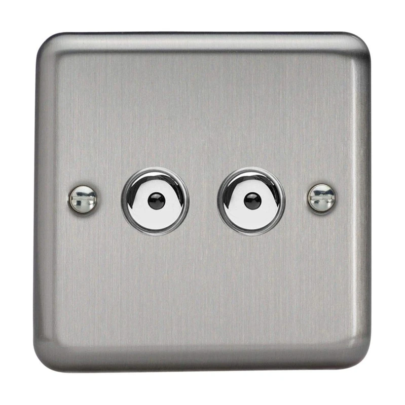 Varilight IJSI102 Matt Chrome Classic V-Pro IR 2 Gang 2 x 100W LED Multi-Way Remote/Touch Control Dimmer Master Unit,86x86x30mm