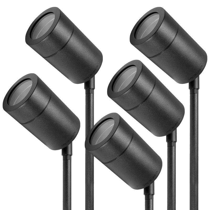 Long Life Lamp Company 5 x Outdoor Garden Spike Spot Light GU10 IP54 Black