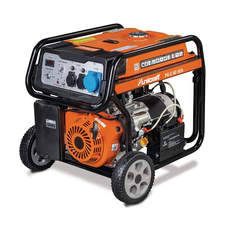 Unicraft Synchronous Power Generator PG-E 60 SEA (Petrol, Tank Volume 25 L, Drive SC188F, Hand Start, 2 x 230 V, Schuko / 1 x 230 V, 32 A) 6706060