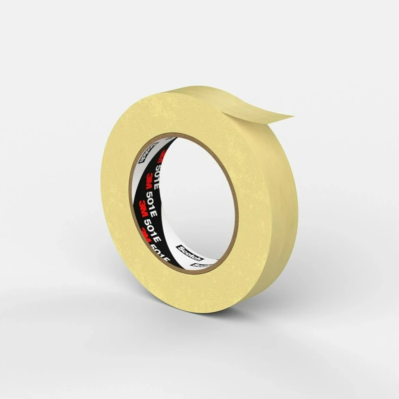 3M 501E Specialty High Temperature Industrial Masking Tape, 24 mm x 50 m, Beige, Pack of 36