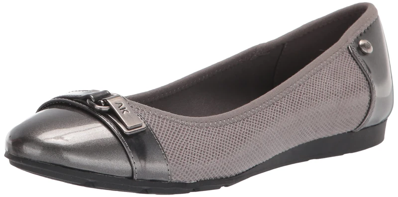 Anne Klein Women's ABLE Ballet Flat, Grey, 7.5 B(M) US