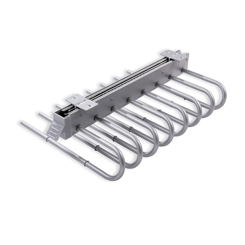 Emuca - Pull out trouser rack for wardrobe, pull out trouser hanger made from steel, right hand assembly, silver grey