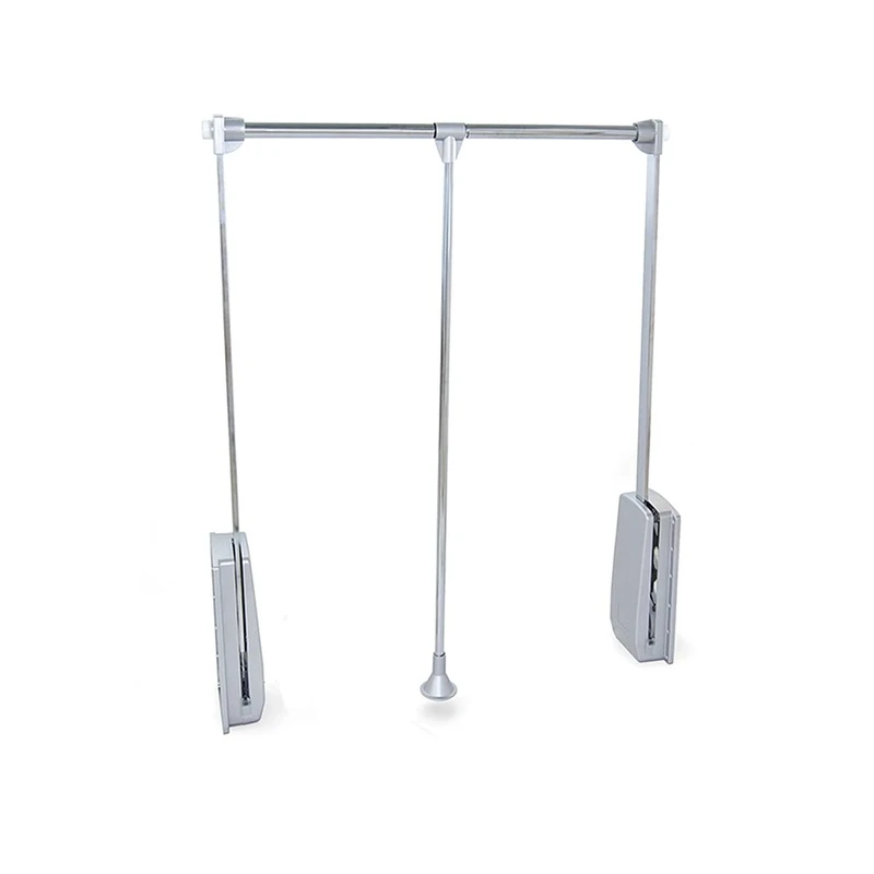 Emuca - Hang Pull Down Wardrobe Rail Lift, Adjustable Width 17,7-23,6 inch (450-600mm), Chrome Finish, Steel