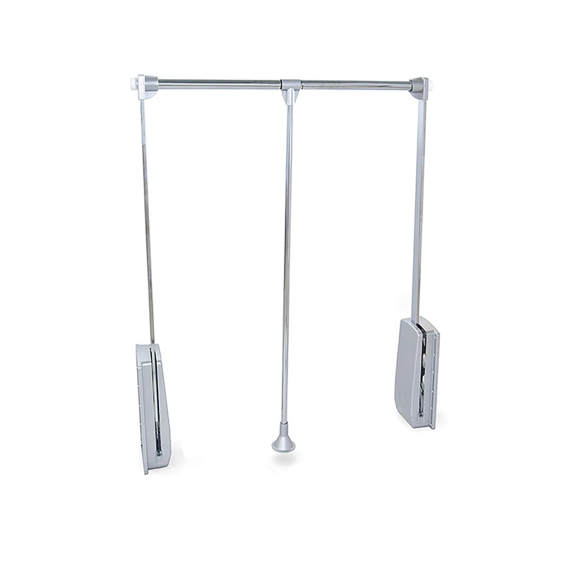 Emuca - Hang pull down wardrobe rail lift, adjustable width 600-830mm (23,6-32,6 inch), chrome finish