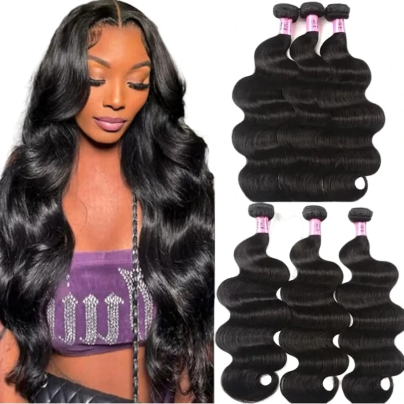 Unice Hair 22 20 18inch Brazilian Virgin Human Hair Weave 3 Bundles Deal Brazilian Body Wave Hair Weft Extensions Natural Color
