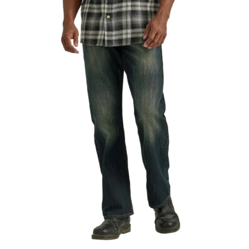 Wrangler Authentics Men's Relaxed Fit Boot Cut Jean, Blue/Black Stretch, 36W x 34L