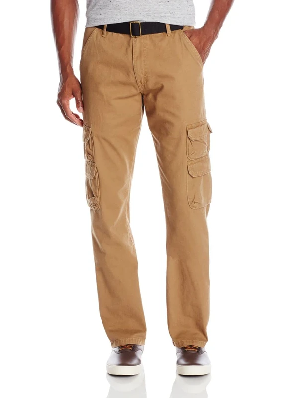 Wrangler Authentics Men's Premium Relaxed Fit Straight Leg Cargo Pant, Acorn Twill, 32W / 30L