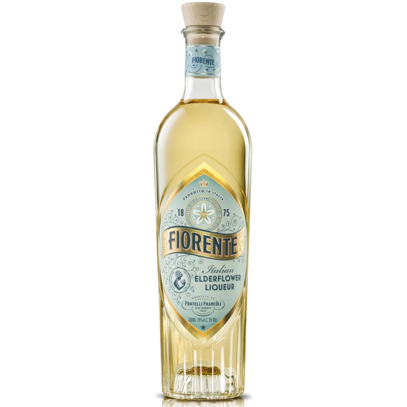 Fiorente Elderflower Liqueur 70cl, perfect for making a Hugo Spritz, all natural liqueur from wild Italian elderflower, 20% ABV