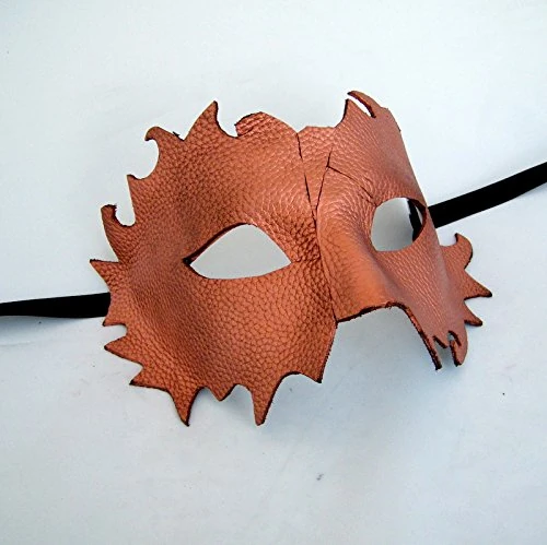 Luxe Mens Black Leather Masquerade Mask - also in Gold, Silver or Copper (Copper)