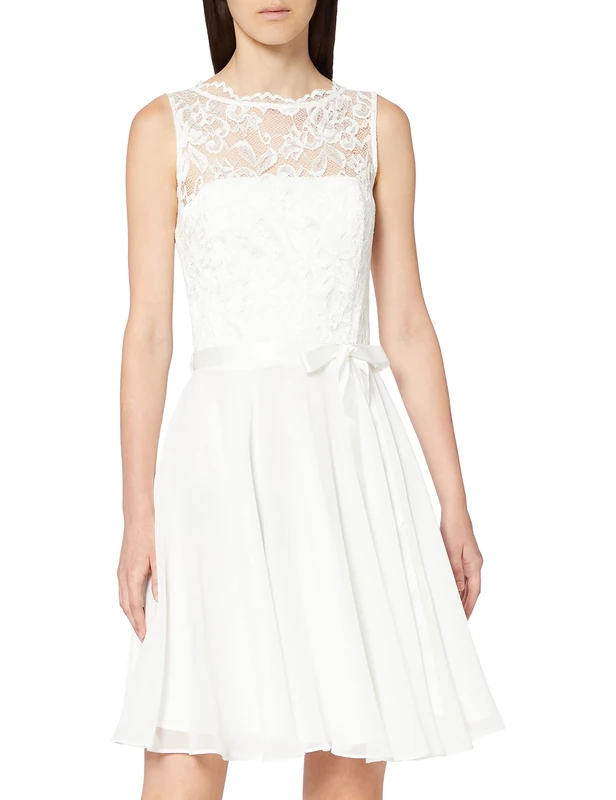 Swing Women's Cocktail Sleeveless Dress, Off-White (white), 8