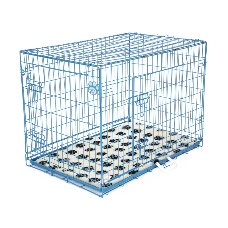 Cozy Pet Blue Dog Cage 36" Metal Tray with Vet Bedding 92cm Long Blue Dog Crate Metal Tray Folding Puppy Crate Cat Carrier Dog Crate. DC36B L+ VB36C.