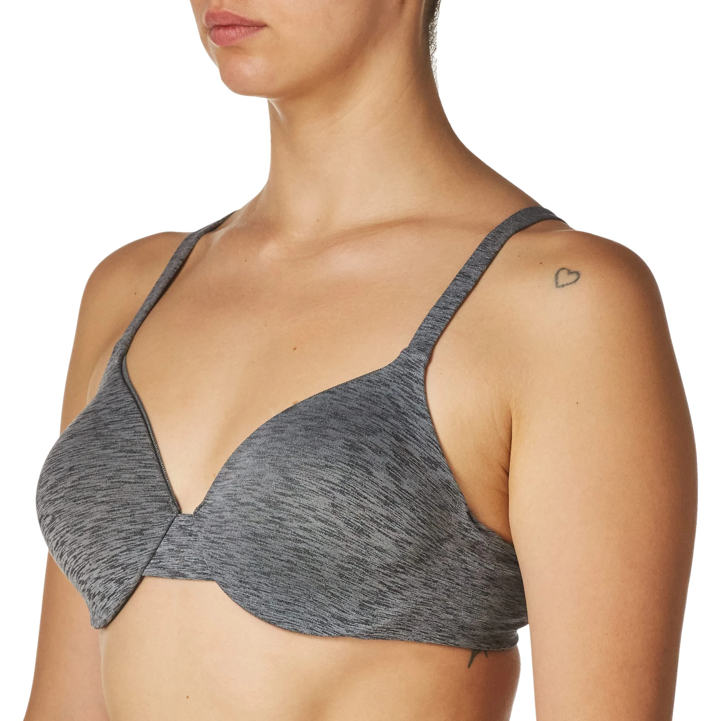 Hanes womensHU02Seamless Short Sleeve Bra - Multi - 34B Black Heather