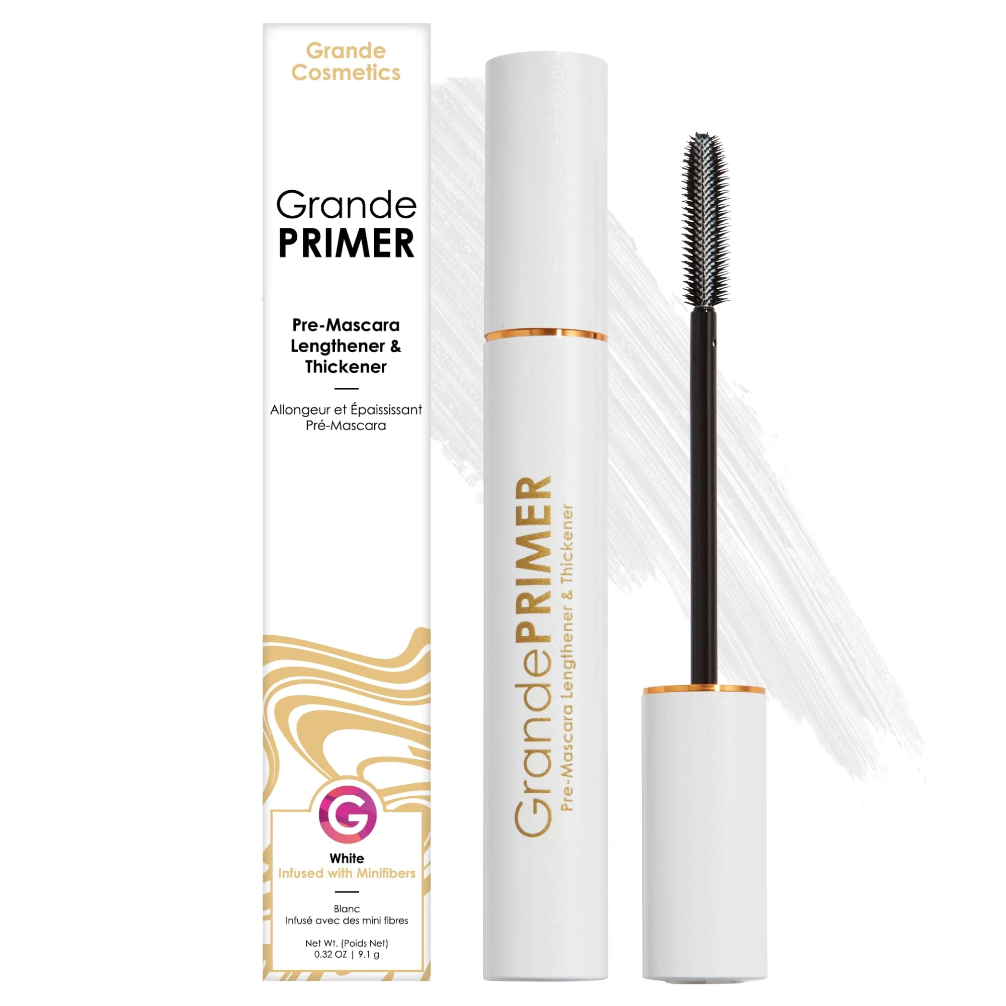 Grande Cosmetics GrandePRIMER Pre-Mascara Lengthener & Thickener - The Essential Step for Fuller, Longer-Looking Lashes