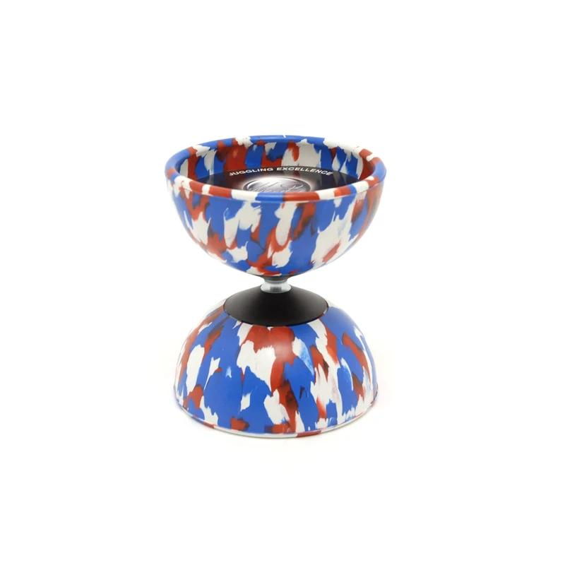 Mister Babache Harlequin Medium Rubber Diabolo - White/Red/Blue
