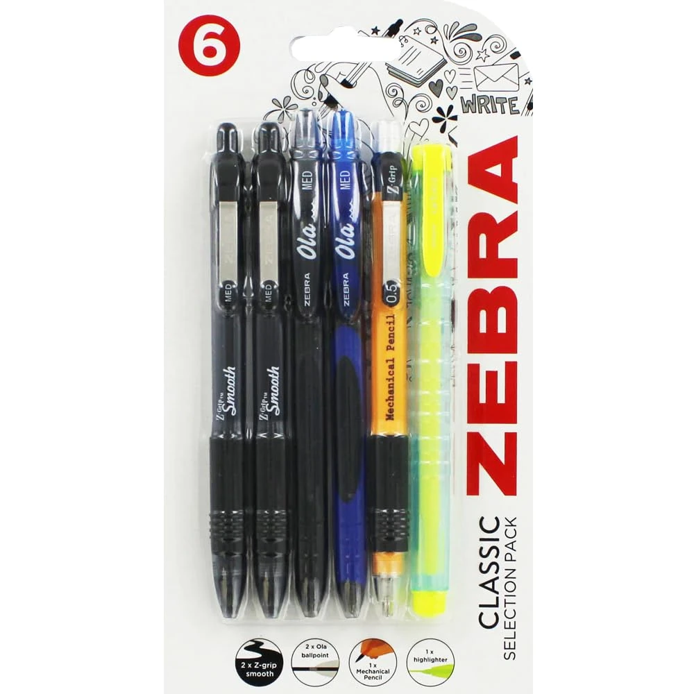 Zebra Student Selection Pens - Assorted (Pack of 6), 02446