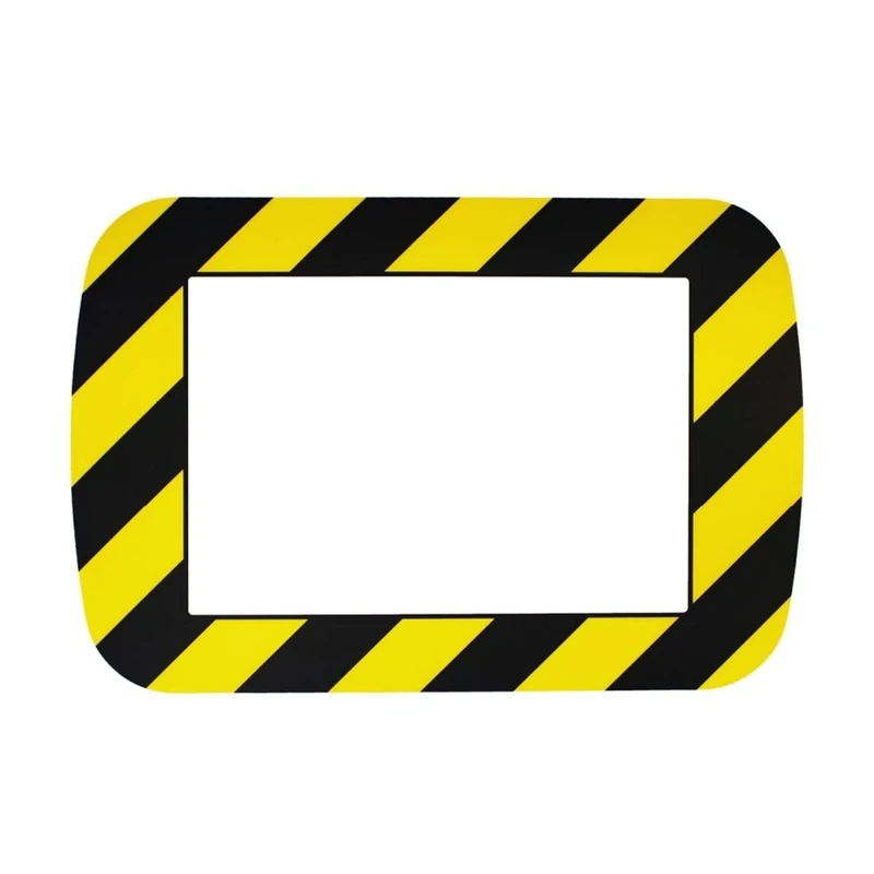 Frames 4 Floors - Safety Floor Signs - Suit A4 Documents - Black/Yellow Hazard Stripes - Pack of 10
