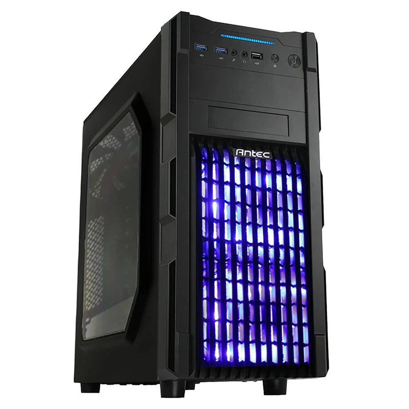 Antec GX-200 Midi Gaming Case Vented Fascia with Blue LED Fan - Black