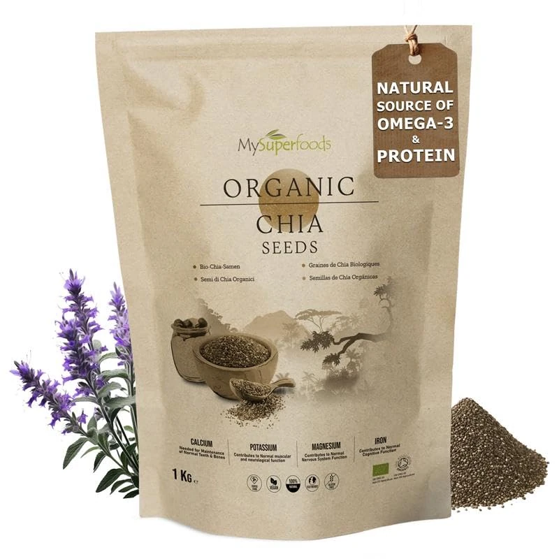 MySuperfoods Organic Chia Seeds 1kg, Natural Source of Omega-3 & Protein